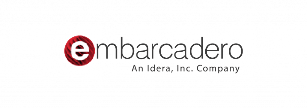 Logo oficial de Embarcadero, proveedor de herramientas de desarrollo como RAD Studio y Delphi