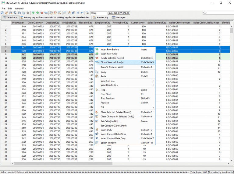 Edición de datos en estilo de cuadrícula de Excel con Aqua Data Studio