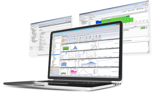 Dashboard de SQL Diagnostic Manager mostrando métricas de rendimiento, alertas y análisis de SQL Server