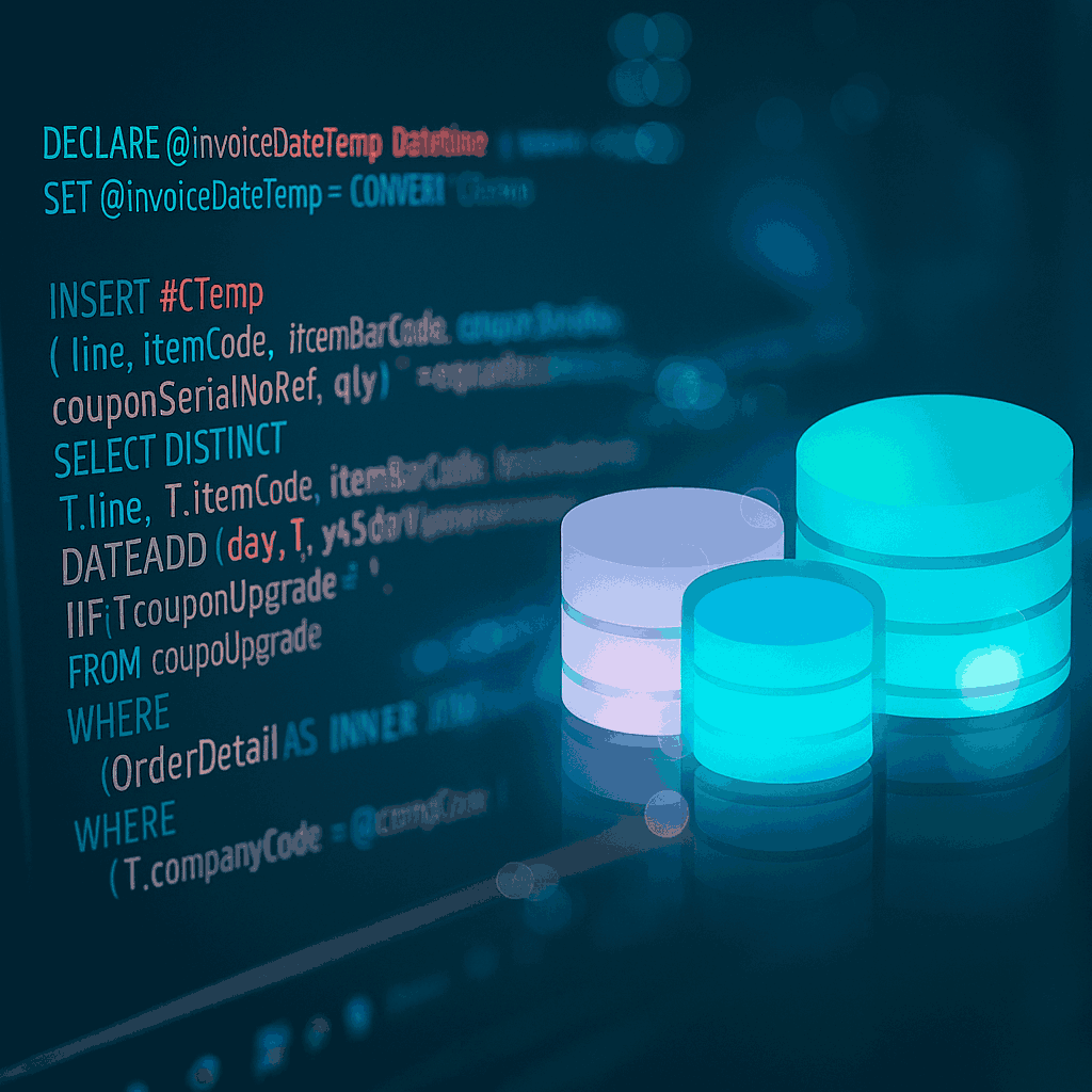 Imagen que representa bases de datos y código SQL para ilustrar el Monitor de Actividad de SQL Server.