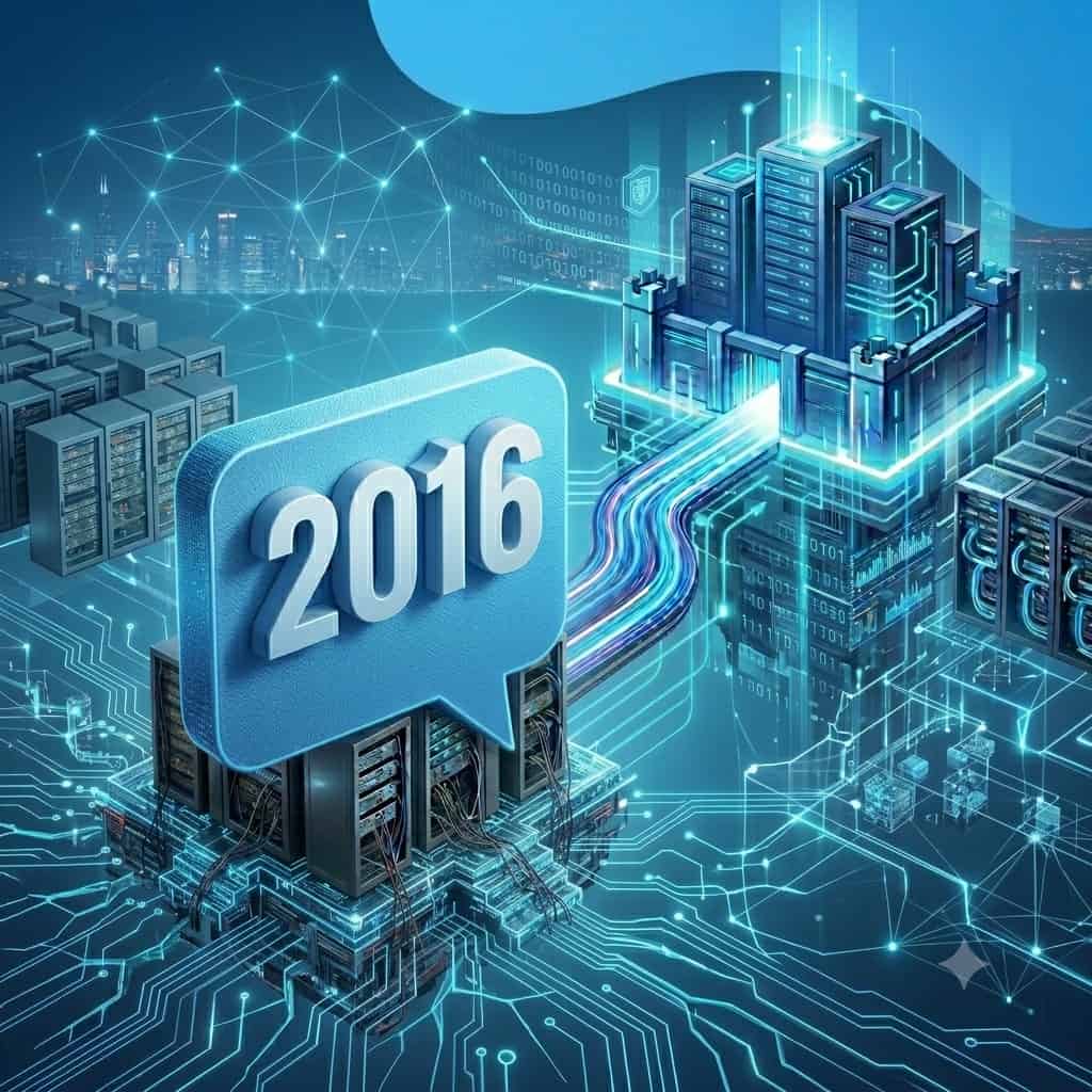 ilustración de datos desorganizados transformándose en un modelo estructurado ante el fin de soporte de SQL Server 2016