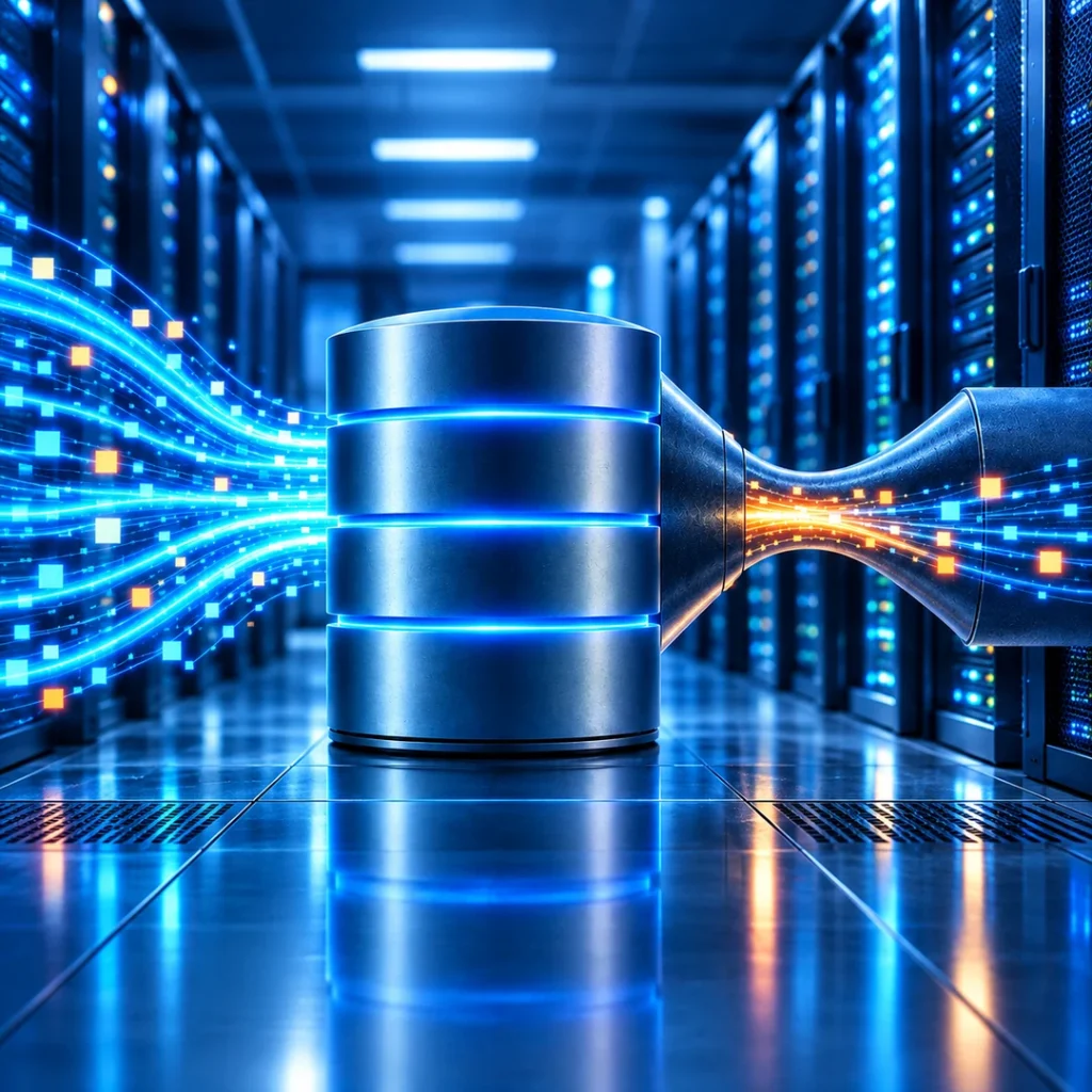 Flujo de datos restringido que representa un cuello de botella en SQL Server y una degradación progresiva del rendimiento.
