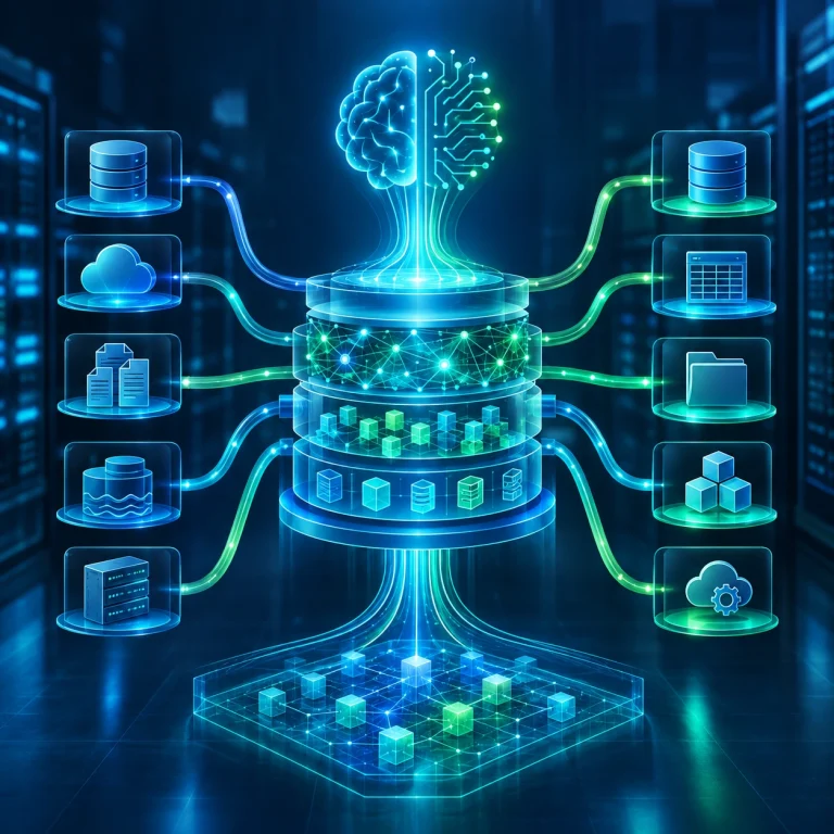 Datos empresariales organizados y preparados mediante arquitectura de datos y modelado de conocimiento para iniciativas de inteligencia artificial generativa.
