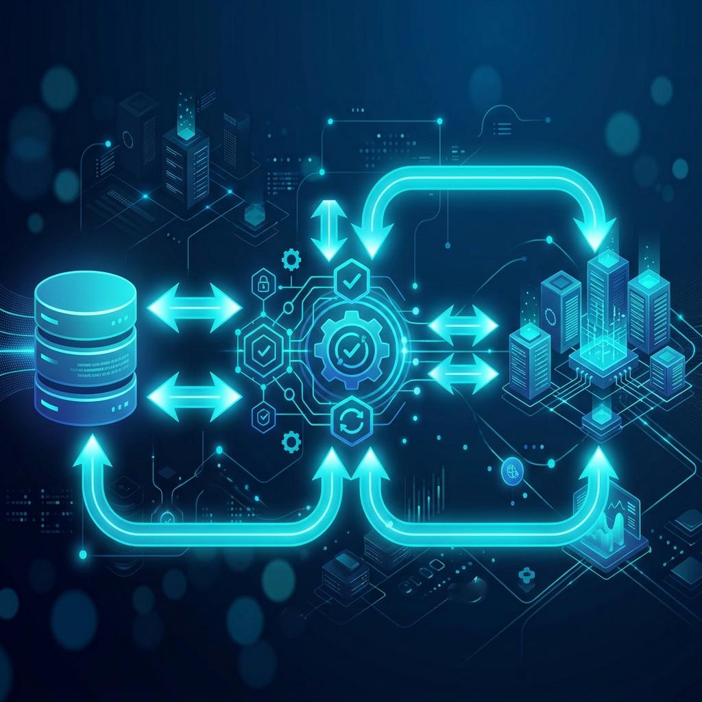 Modelo de datos sincronizado con sistemas productivos mediante procesos de consistencia y control de cambios en una arquitectura empresarial moderna.