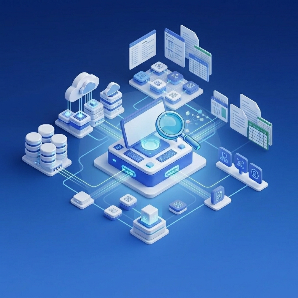 Plataforma de descubrimiento e inventario de datos empresariales identificando activos de información distribuidos en bases de datos, aplicaciones, documentos y sistemas en la nube.